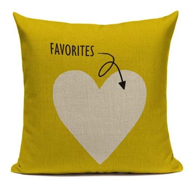 Fashion Yellow Color LOVE Bird Cushions Cover Heart Home Decor Linen Cotton Pillow Cover Decorative Throw Pillows Pillowcase