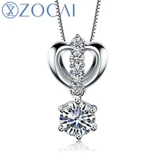 Бренд ZOCAI 0,65 КТ Сертифицированный F-G цвет 18 K Белый Золотой бриллиантовый кулон 925 STRLING Серебряная цепочка Ожерелье Ювелирные украшения D04751