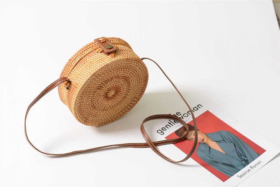 Круглая соломенная сумка Роскошные сумки Дизайнерские летние пляжные сумки тканые ручной работы с бантом кожаные женские сумки через плечо Boho