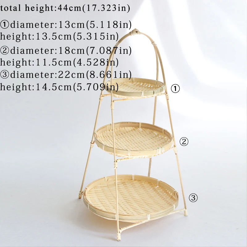 Бамбуковые плетеные соломенные корзины, стойка из ярусов, плетеные фруктовые хлебные контейнеры для хранения продуктов, кухонные декоративные круглые тарелки, подставка, контейнер для упаковки - Цвет: TW050D