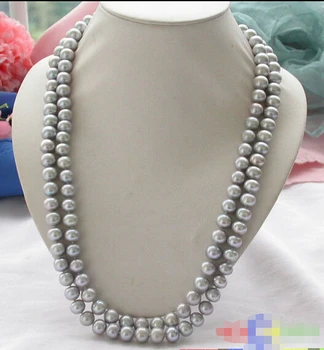

Free shipping@@@@@ AA++ 50" 10mm ROUND GRAY Freshwater Cultured PEARL NECKLACE