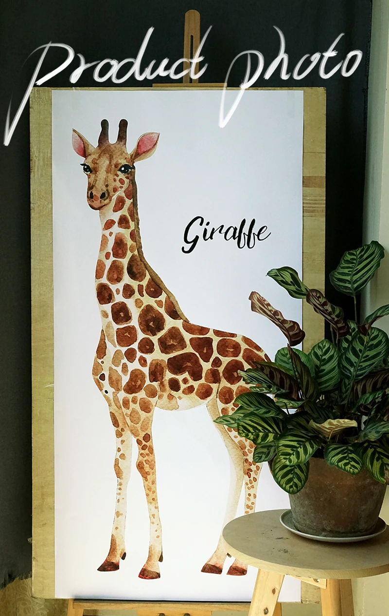 Наклейки на стену с жирафом, акварельный принт, наклейки для детской комнаты, животные, украшение дома, аксессуары, сделай сам, художественные наклейки на стены, детская комната
