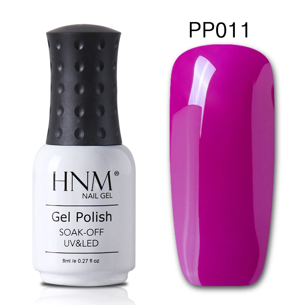 HNM 8 мл Гель-лак для ногтей Чистый Розовый Цвет замачиваемый УФ светодиодный лак для нейл-арта Полупостоянный Гибридный Гель-лак базовое верхнее покрытие - Цвет: purple 011