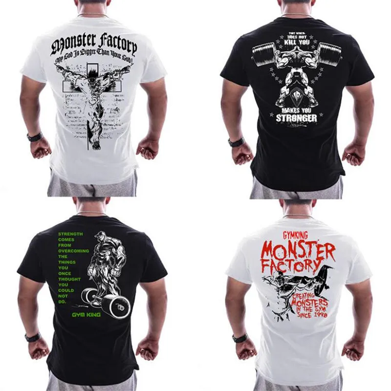 Ceny Marka Muscle Sportwear Fitness siłownie koszulki z krótkim rękawem odzież sportowa do kulturystyki koszulka kompresyjna męska koszulka Plus rozmiar M XXXL
