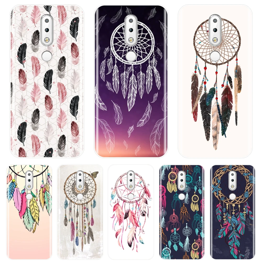 

Back Cover For Nokia 2.1 3.1 5.1 6.1 7.1 Soft Silicone Dream Catcher Feather Girl Phone Case For Nokia 7.1 6.1 5.1 3.1 2.1 Plus