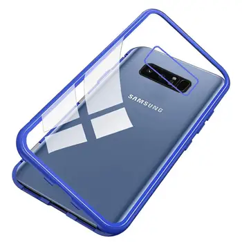 

Magnetic Adsorption Flip Case for Samsung Galaxy S9/S9 Plus Tempered Glass Back Cover Luxury Metal Bumpers Hard Case