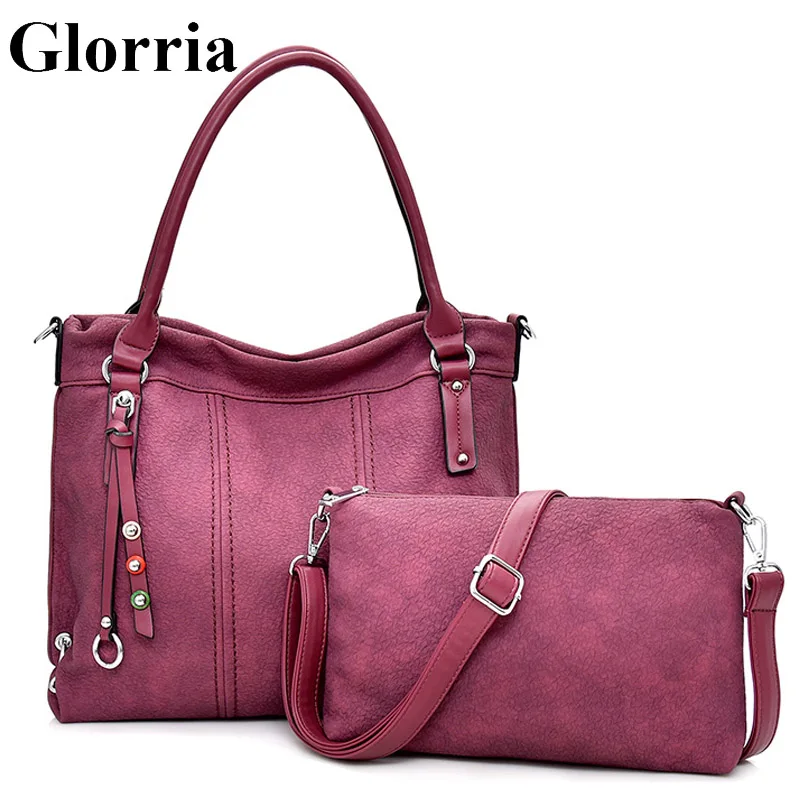 

Glorria 2 Pcs/set Fashion Casual Tote Bags for Women Suded Handbags Big Capacity Ladies Retro Messenger Bag Female Crossbody Sac