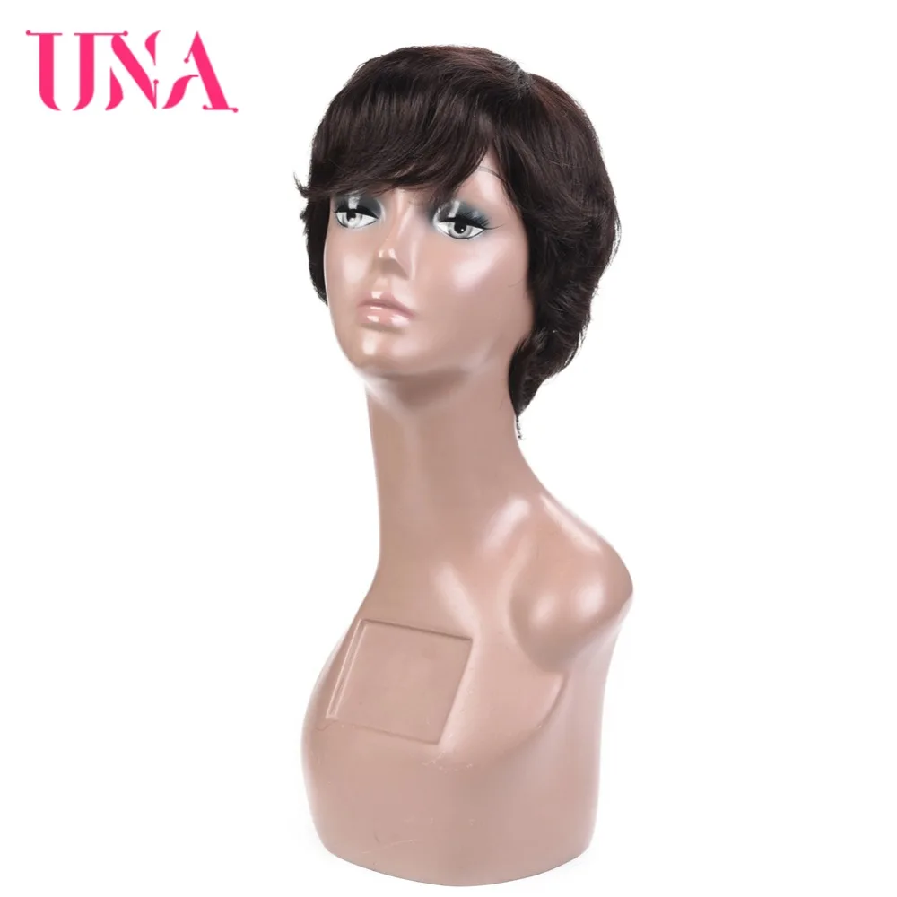  UNA Short Straight Wigs Indian Straight Hair Wigs Non Remy Indian Hair Wigs 120% Density Short Huma