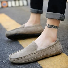 Простые Дизайнерские мужские повседневные Лоферы без шнуровки, размеры 38-44, мужские замшевые кожаные мокасины, обувь для вождения