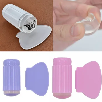 YZWLE 10 Pcs/Lot Clear Jelly Sticky Stamper Nail Art Stamper Clear Silicone Marshmallow Nail Stamper Scraper Stamp Tool