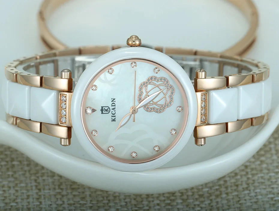 Женская мода керамические часы женские роскошные стразы кварцевые ...