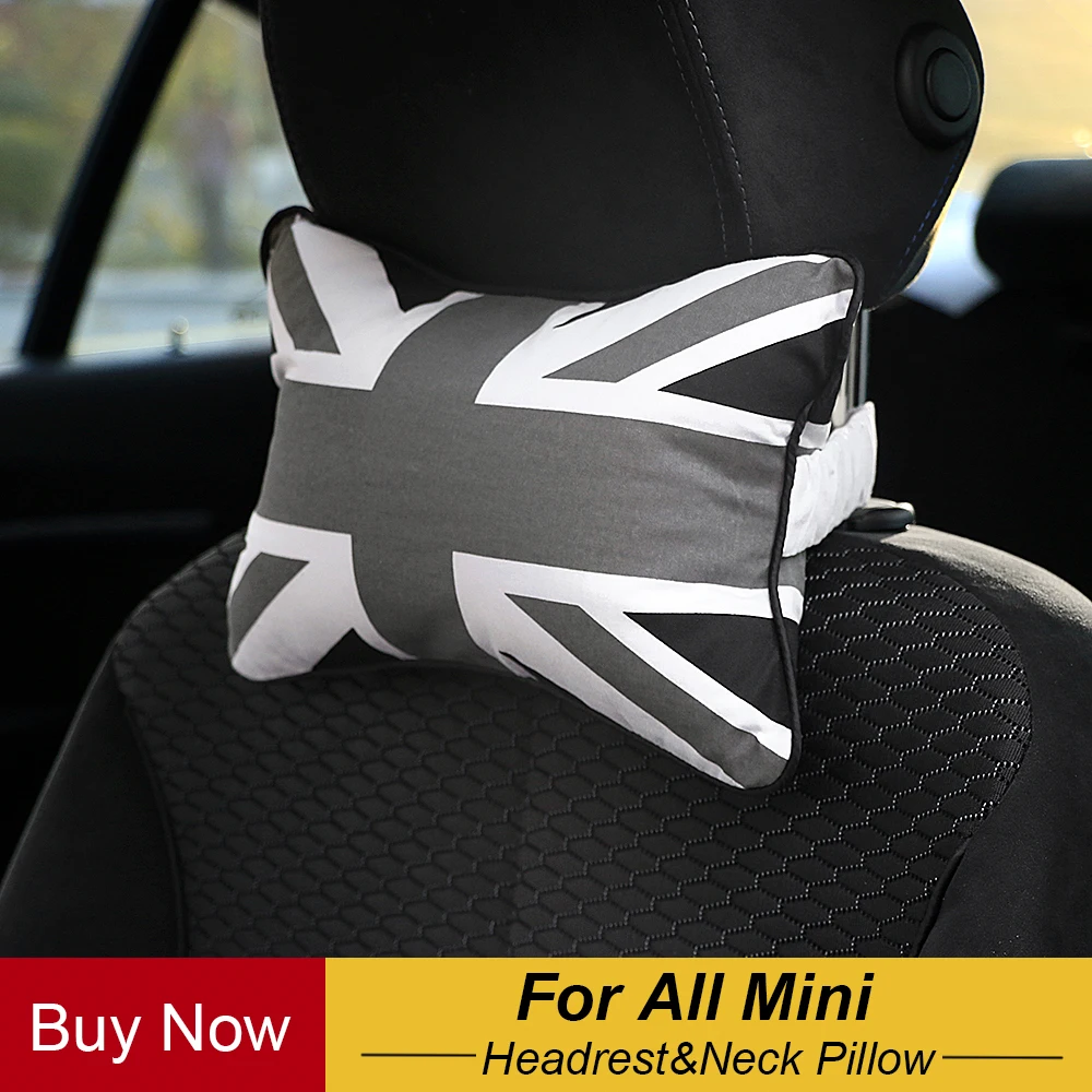 Neck Pillow Union Jack Checkered font b Care b font Occipital Headrest For All Mini Cooper