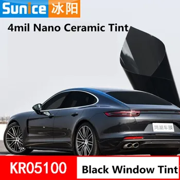 

4mil 5% VLT Black Car Window Solar Tint Film 1.52m x 0.5m Car Windshield Sunscreen Auto Explosion-Proof 1.52*60m PET