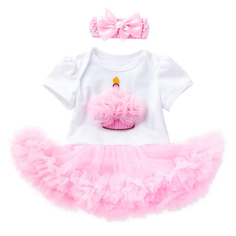 

Cupcake Pink Lace Tutu Baby Girl Birthday Dress For 1 and 2 Years Kids Party Clothes Summer Childrens Dress Infant Clothing R82