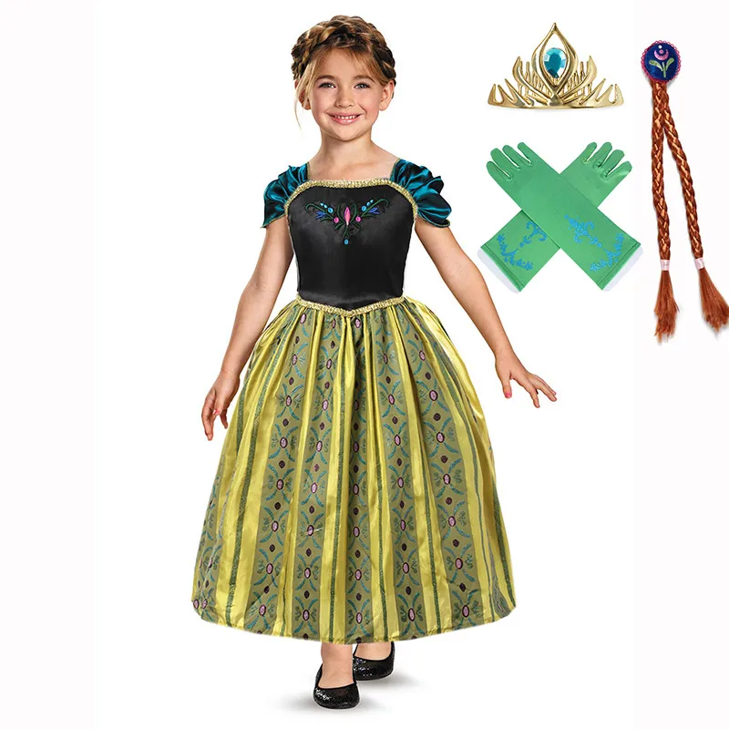 PaMaBa/классический костюм принцессы Анны для девочек; вечерние платья; детские летние платья; Детский костюм Анны для костюмированной вечеринки на Хэллоуин; платье для коронации - Цвет: Coronation Set-2
