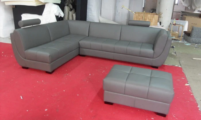 Бесплатная доставка Топ Зерно Скот кожаный диван с Османской, современная мебель для гостиной, наборы lc9103-b