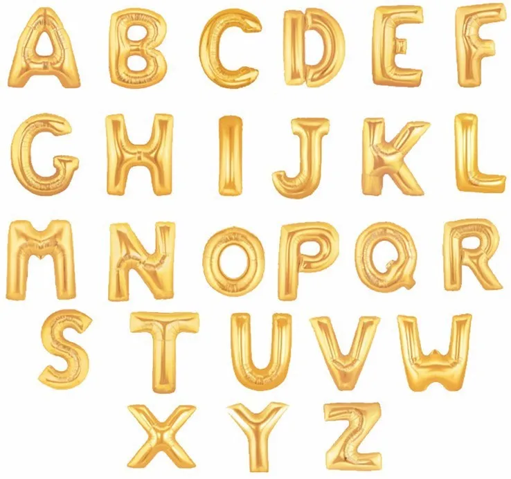 Or Alphabet Lettres Ballons Feuille Ballon D'anniversaire Nouvel An parti  Décoration De Mariage Ballon 16 pouce D'OR | AliExpress