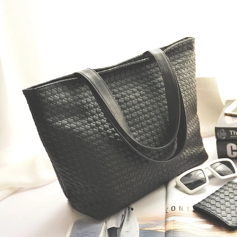 2016 font b women s b font handbag knitted brief black big font b bags b