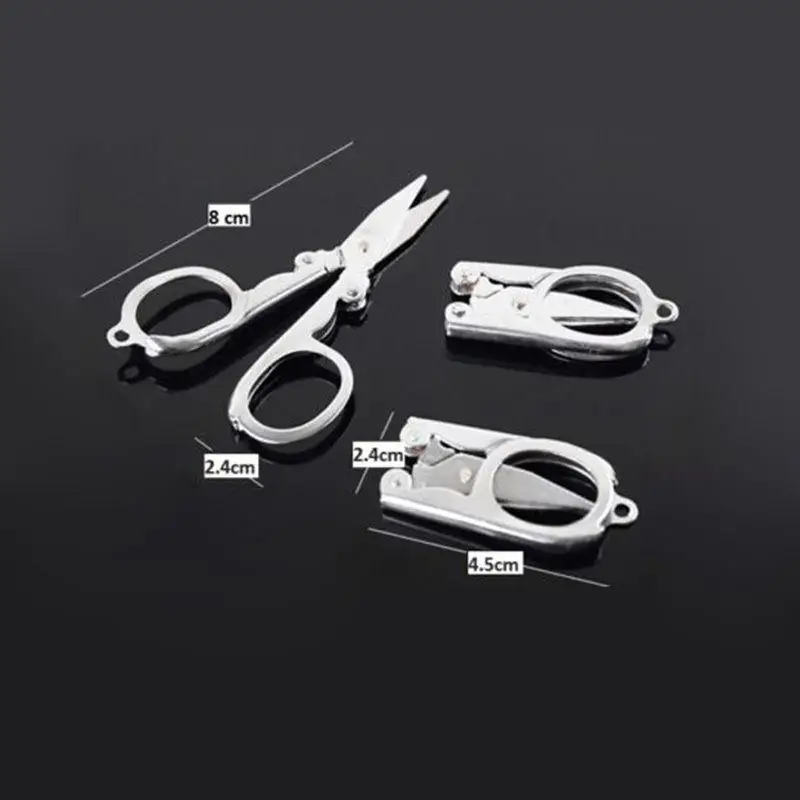 EDC Stainless Steel Folding Scissors Pocket Travel Small Cutter Crafts Sharp Blade Emergency Silver