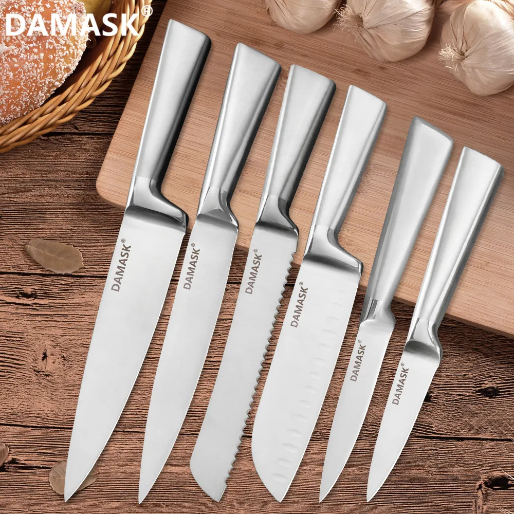 

DAMASK Kitchen Knife Stainless Steel 3Cr13Mov Meat Utility Knife 3.5, 5, 7, 8, 8, 8 inch Cooking Knives Tools 9 Pieces Set