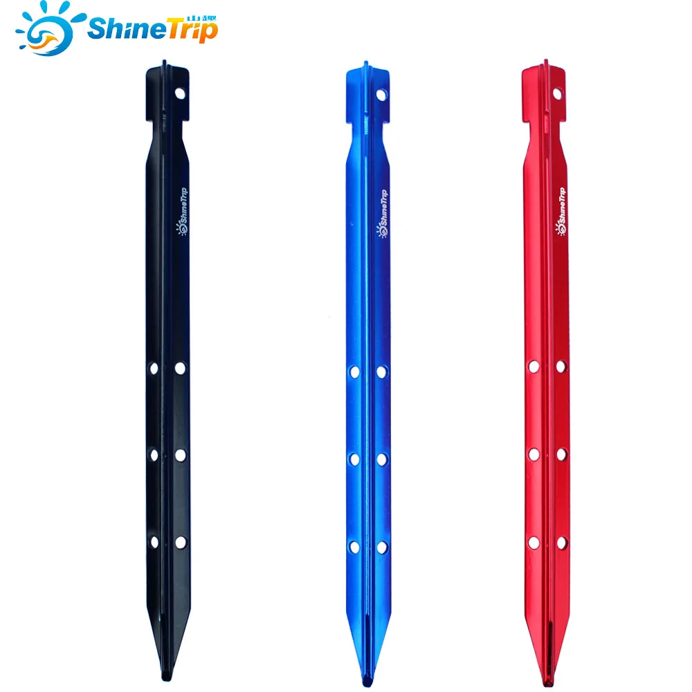 4pcs Camping Tent Pegs 25cm Aluminum Triangle Tent Stake with Holes