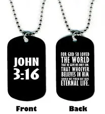 US $320.00 DOG TAG NECKLACE John 316 2 Bible Verse Christian Religious God Jesus Prayer hot sales bible jesus dog tags necklaces