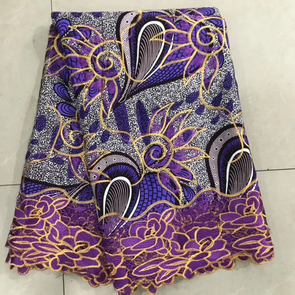 Горячая нигерийский стиль печати воск гипюр кружевной ткани вышитый материал Анкара вощеная ткань с Африканским узором кружевной ткани