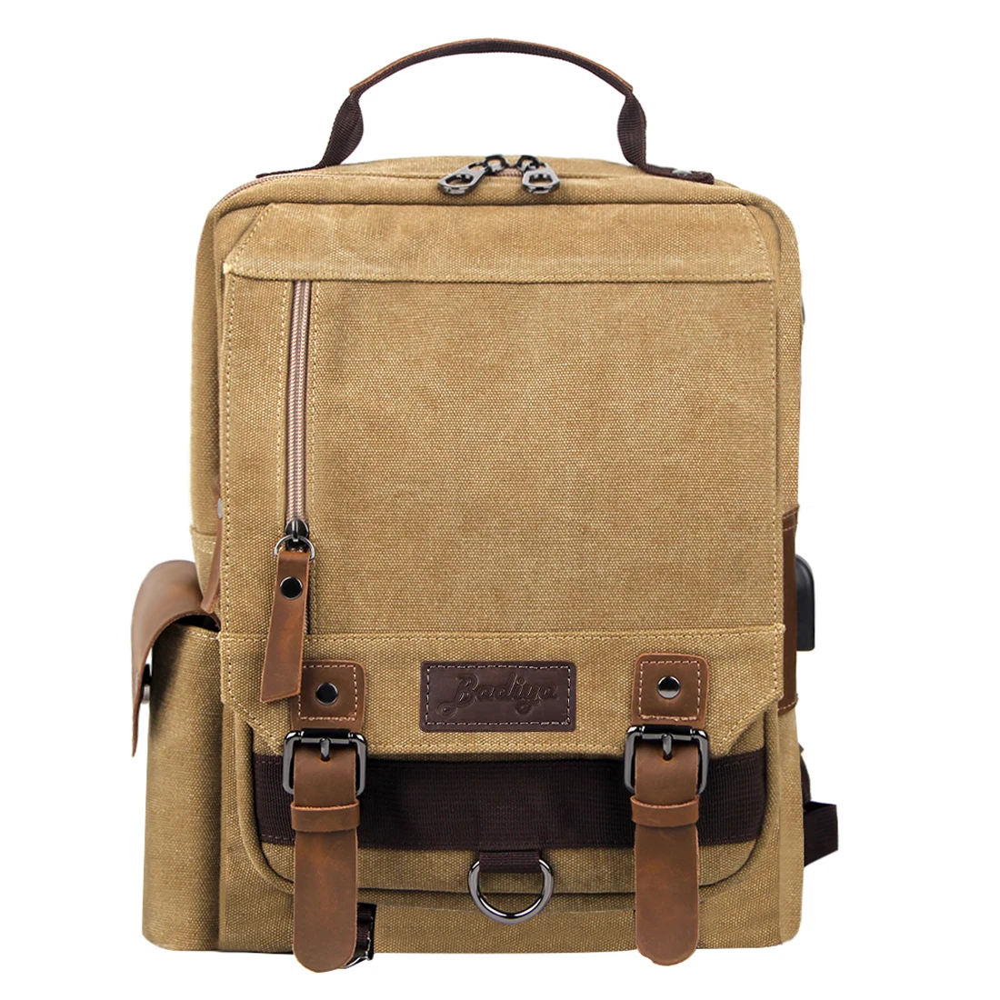 

Canvas Travel Shoulder Bag Vintage Men Backpack USB Charging Connect Luxury Brand Large Capacity Laptop Backpacks Solid