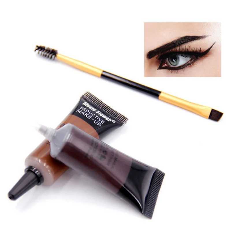 

Music Flower 2 Color Eyebrow Enhancers Seductive Waterproof Eye Brow Gel With Double End Brush Long Lasting Eyes Makeup Set Kit