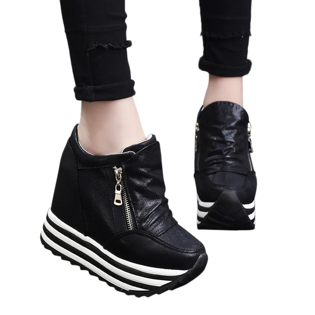 YOUYEDIAN/Коллекция года; повседневная женская обувь для отдыха с круглым носком на нескользящей толстой подошве на молнии; кроссовки; scarpe donna State traspiranti;# G30