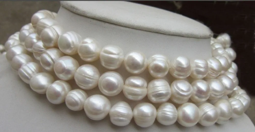 

FREE SHIPPINGNatural Huge 9-10mm White south sea Cultured Pearl Necklace 80