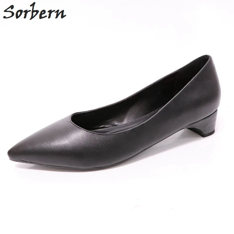

Sorbern Comfortable Low Square Heel Pointed Toe Women Pumps Kawaii Shoes Custom Colors Slip On Kitten Heels Women Dress Shoes