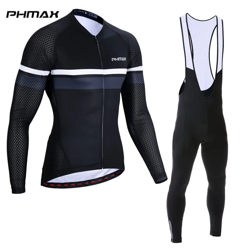 Bib Cycling Set PHMAX Pro Bib Велоспорт Джерси Набор с длинным рукавом Одежда для велоспорта осень быстросохнущая одежда для горного велосипеда одежда для гоночного велосипеда одежда для велоспорта - Цвет: Bib Cycling Set