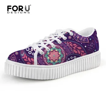 

FORUDESIGNS Winter Fashion Girls Height Increasing Flats Shoes Paisley Pattern High Quality Platform Breathable Women Shoes 2018