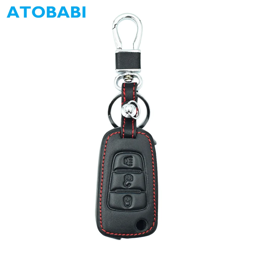 

ATOBABI H6 3 Button key Genuine Leather Car Flip Key Case Fold Key Chain Cover for Great Wall Haval Hover H1 H2 H3 H5 H6 C50 C30