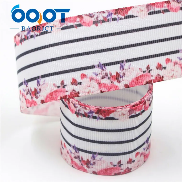 OOOT BAORJCT I-19628-1539,38mm 10yards flower Thermal transfer Printed grosgrain Ribbons,tape crafts,bow cap DIY accessories - Цвет: I-19628-1544