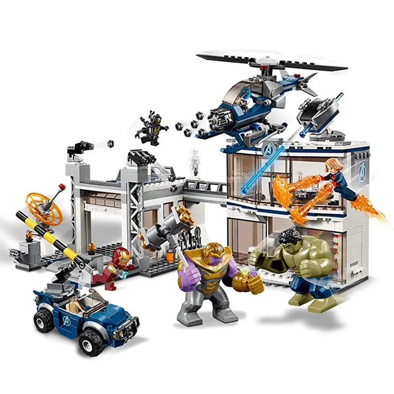 Marvel Avengers Endgame Compound Battle Superheroes Building Blocks Kit Bricks Classic Movie Model Kids Toys Compatible Legoings