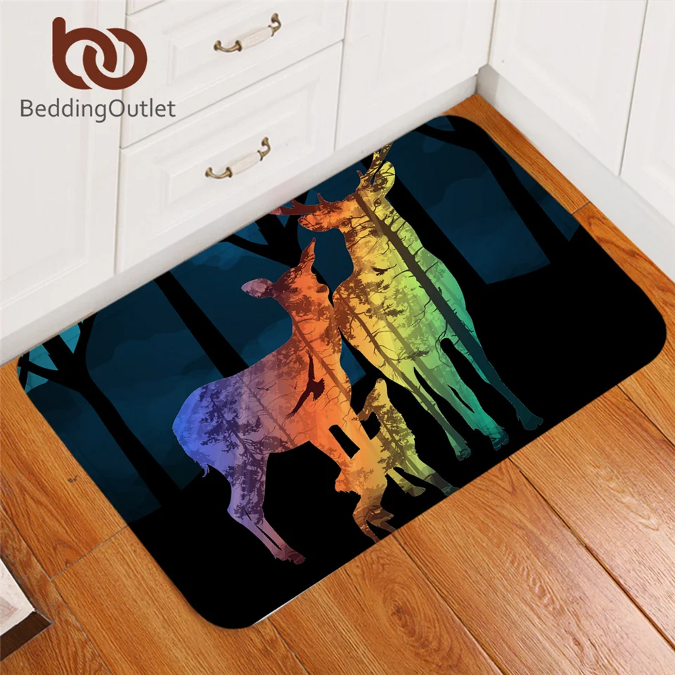 Постельные принадлежности Outlet коврик с изображением лося Moose family коврик для ванной комнаты животные олени красочный Солнечный свет области ковер лес черный tapete 40x60 см