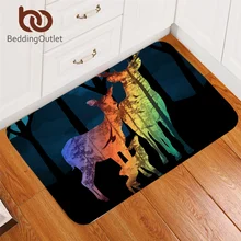 Постельные принадлежности Outlet коврик с изображением лося Moose family коврик для ванной комнаты животные олени красочный Солнечный свет области ковер лес черный tapete 40x60 см