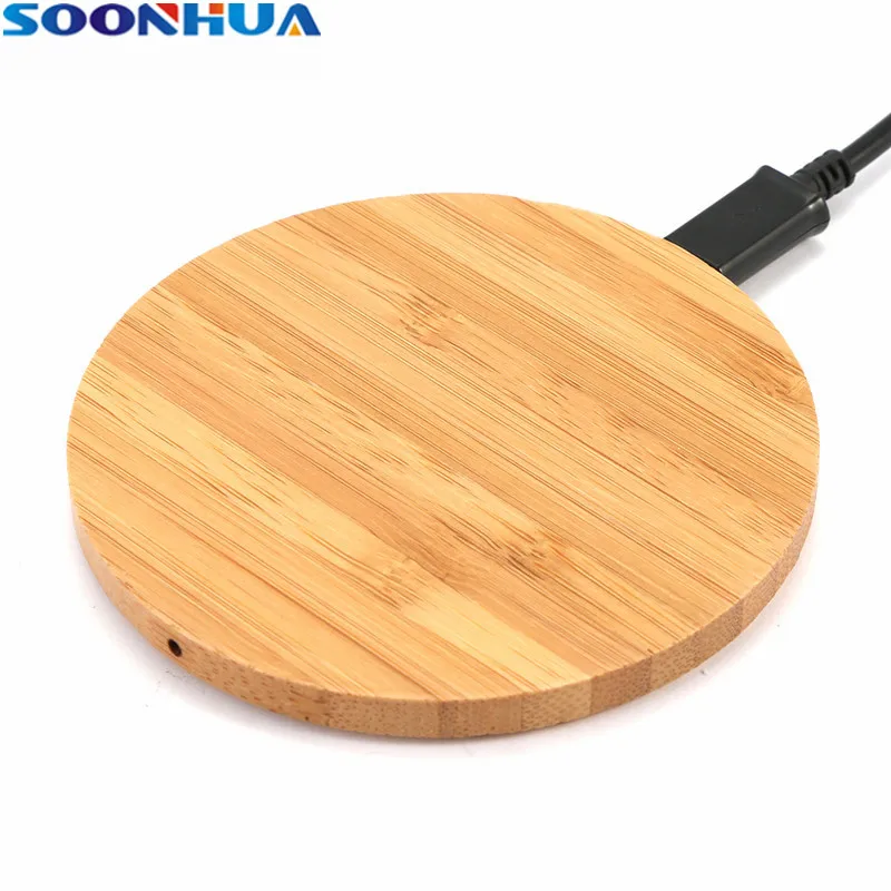 

SOONHUA Universal Qi Fast Wireless Charger Adapter For Samsung Galaxy S8 S8 Plus Wooden Charging Dock Pad For iphone 8/8 Plus X