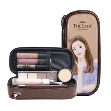 Lady’s Mini Patent Leather Cosmetic Bags Make Up Tools Organizer Pouch Wash Toiletry Vanity Travel Case Accessories Supplies