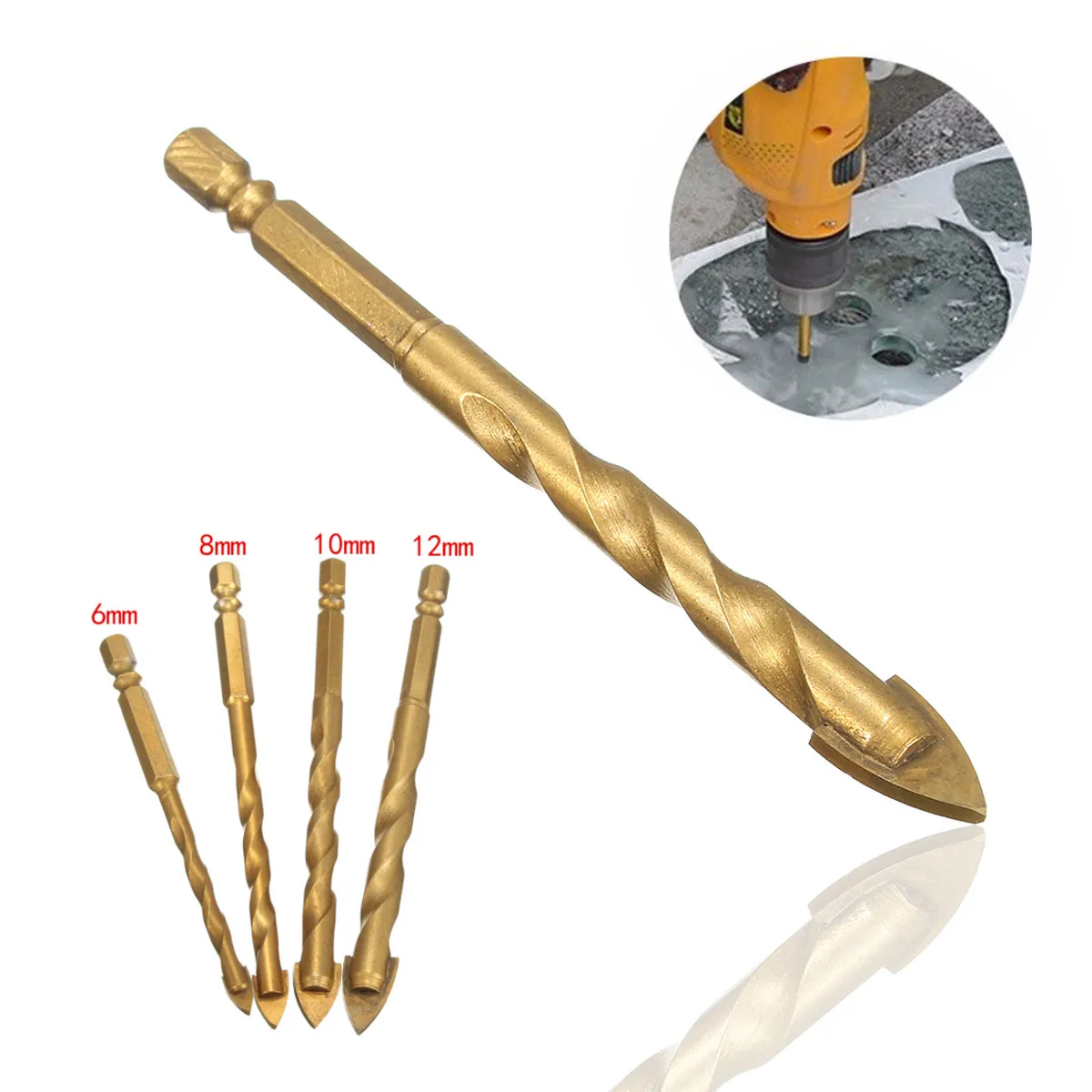 6/8/10/12mm Drill Triangle Hex Shank Drill Bits For Ceramic Tile Concrete Glass Marblein Drill