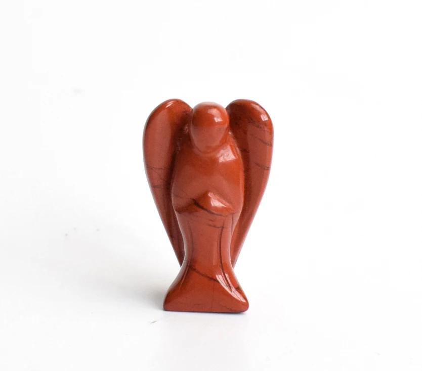 

1.5 INCHES Natural Chakra Red Jasper Carved Crystal Reiki Healing Guardian Angel Wing Figurine with a Free Pouch