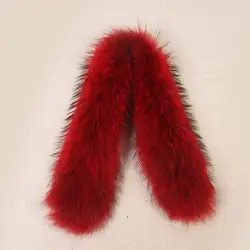 Меховые цвета зима 100% мех енота настоящий натуральный красный воротник и женские шарфы модное пальто свитер Шарфы Воротник Роскошная шапка