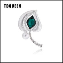 TDQUEEN Brooches for Women Big Round Pearl Silver Green Crystal Nice Heart Leaf Scarf Hijab Pins and Brooch Pompom Dress Jewelry blucome shining big green flowers brooches for women vintage crystal brooch corsage women sweater hats scarf suit jewelry pins