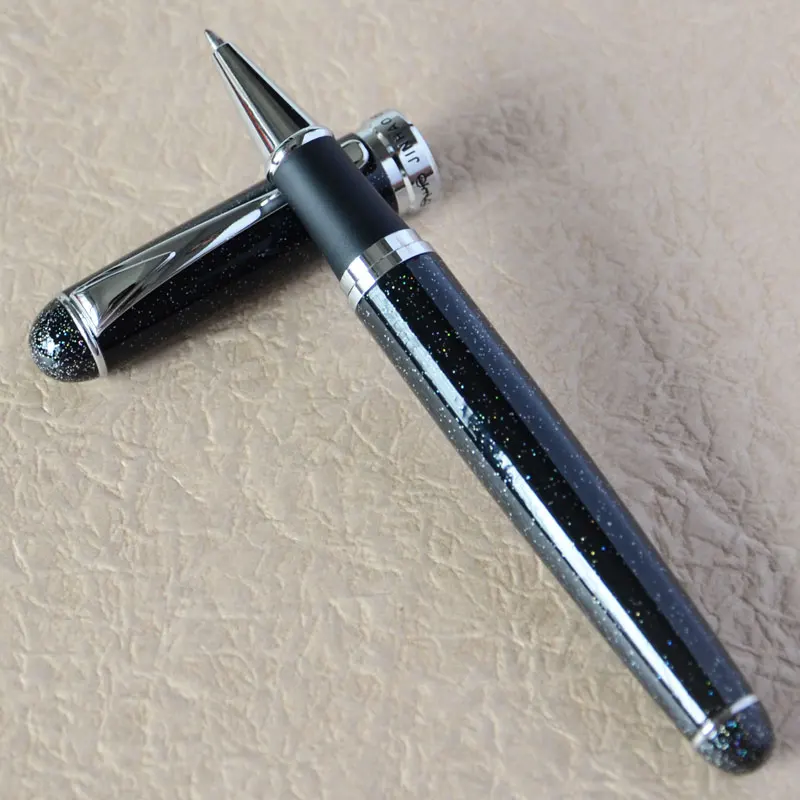Шариковая ручка JINHAO 750 черный и серебристый с красочными песками синий