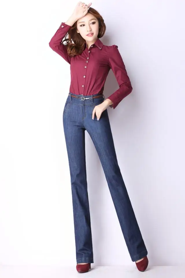trouser style boot leg jeans for women