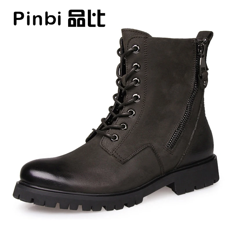 

men's Riding boots Genuine leather autumn winter British all-match cowhide velvet snow boots Chelsea boots combat boots desert