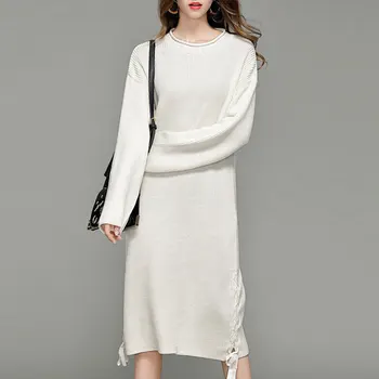 

Winter Loose Long Sweater Dress Women Casual Knit Pullover Long Sleeve Straight Dresses Sweater Female Streetwear Warm Sweaters