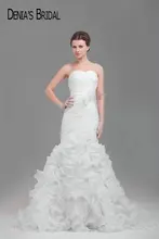 Actual Images Sweetheart Pleats Mermaid Wedding Dresses with Flowers Sleeveless Organza Ruffles Chapel Train Bridal Gowns